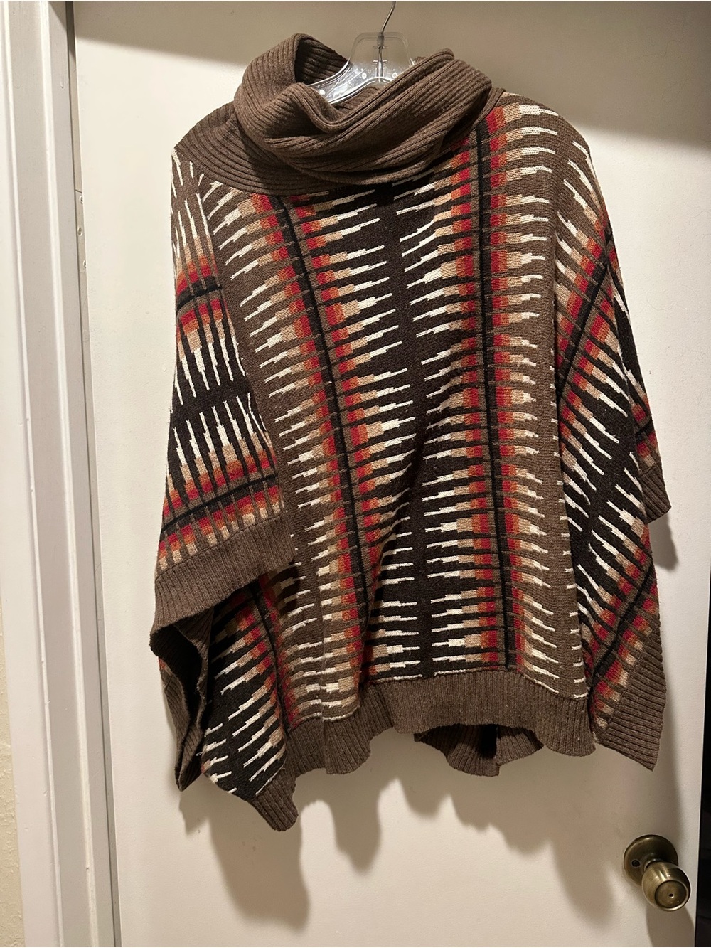 The Addison Story by Anthropologie Ambar Poncho - Turtleneck Boho Brown Size M/L